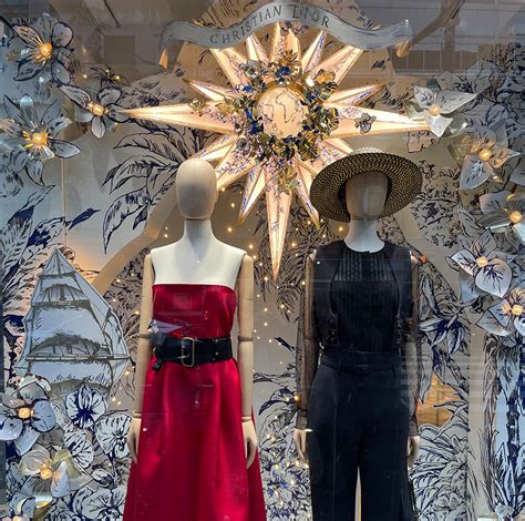 dior elegant dress window shop display|dior window display designs.